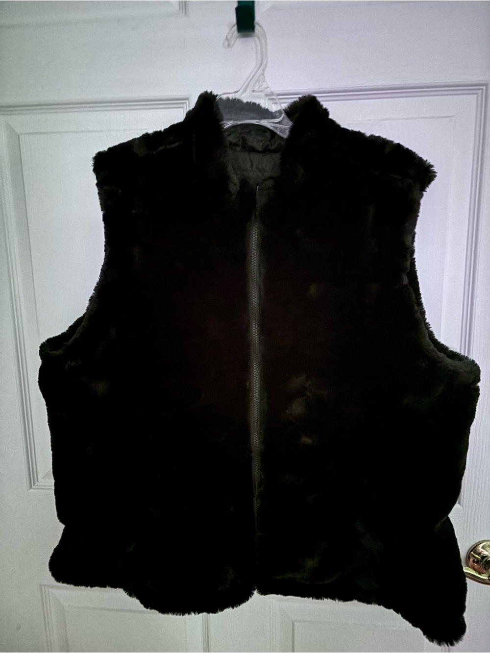 Reversable Black Fur Vest one side Quilted on the other!  Never Worn!
